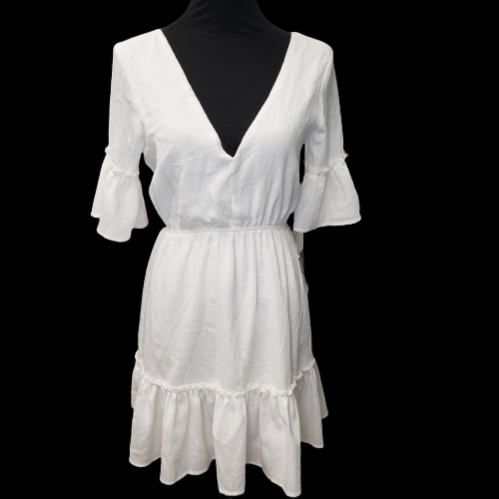 Lulu's Sunshine Daydream White Short Sleeve Cutout Mini Dress Size XS